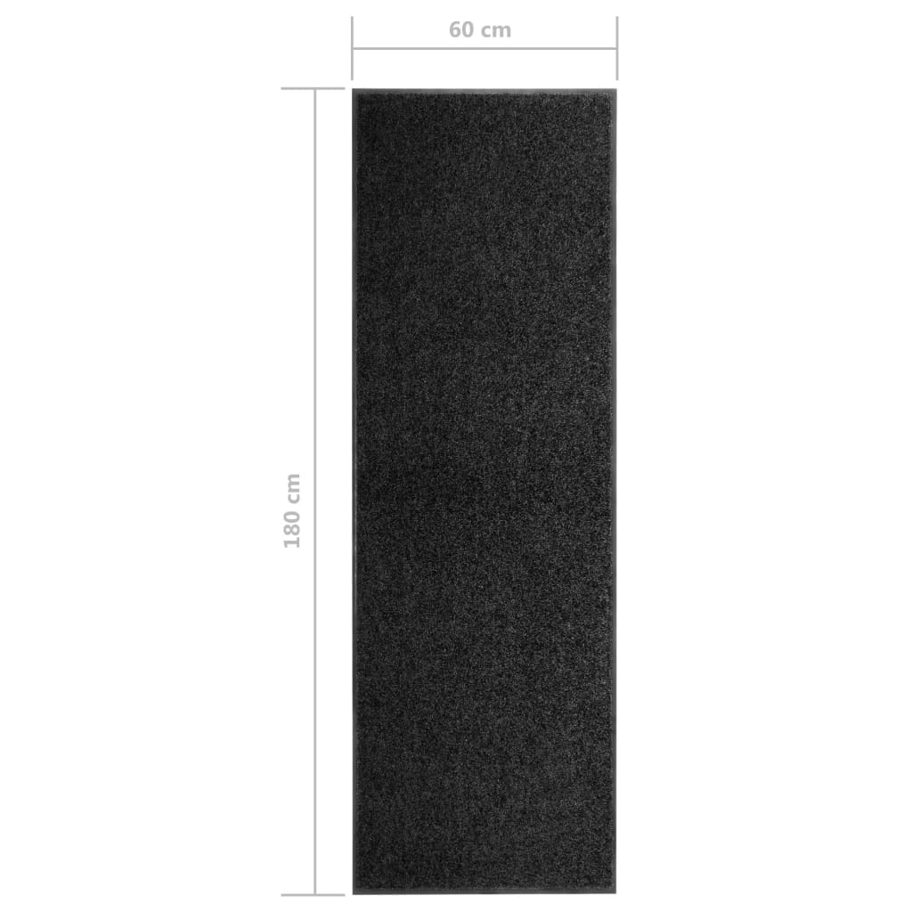 Tapete de porta lavável 60x180 cm preto
