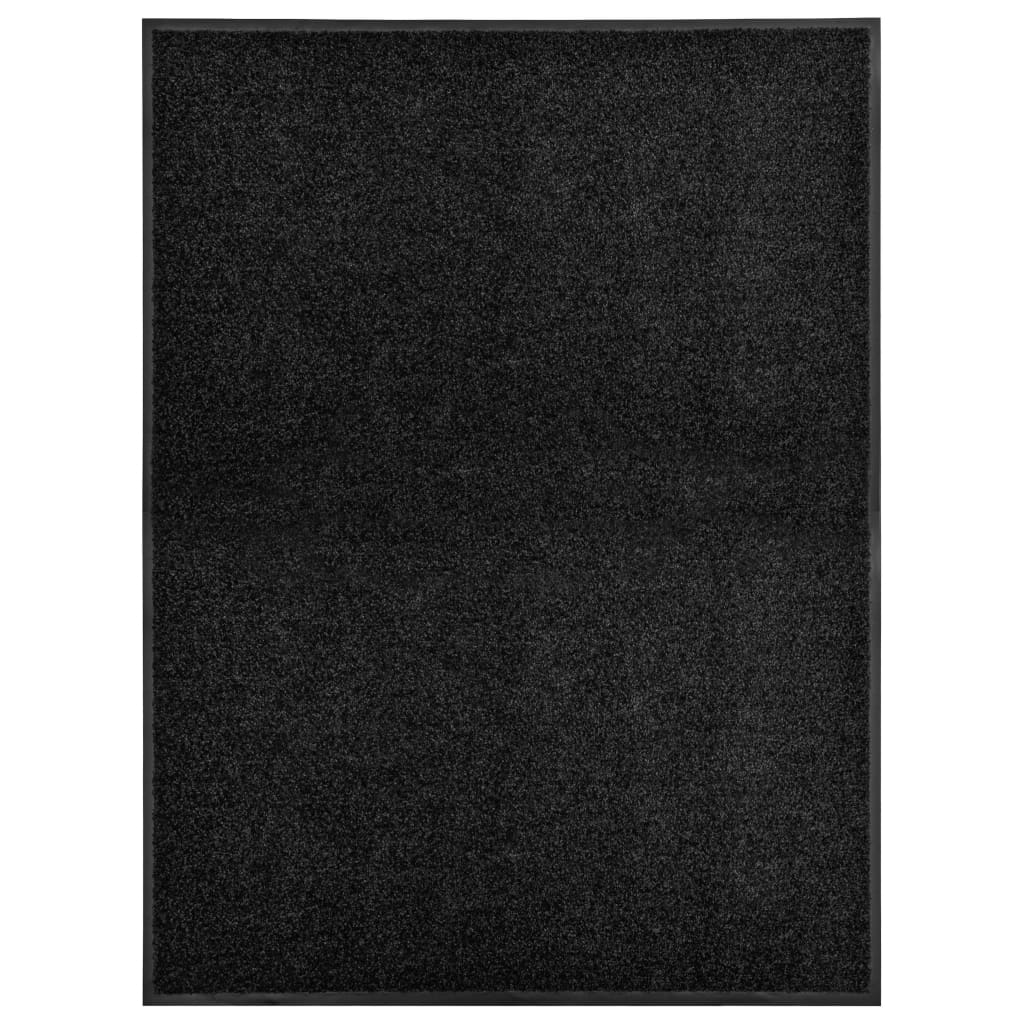 Tapete de porta lavável 90x120 cm preto