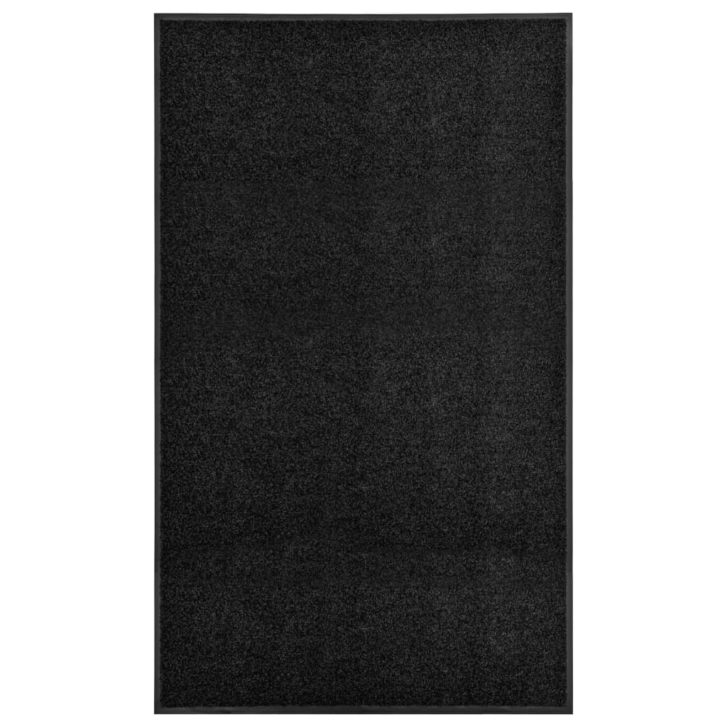 Tapete de porta lavável 90x150 cm preto