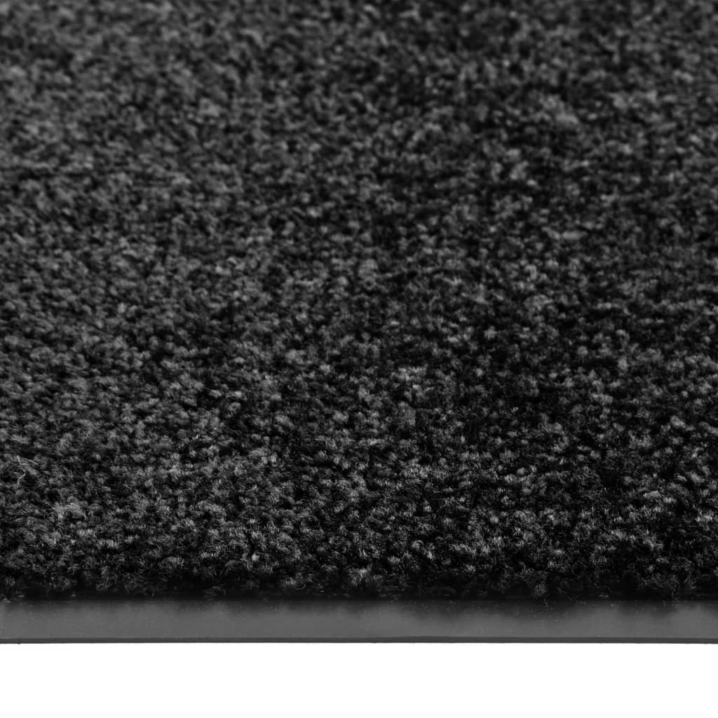 Tapete de porta lavável 90x150 cm preto