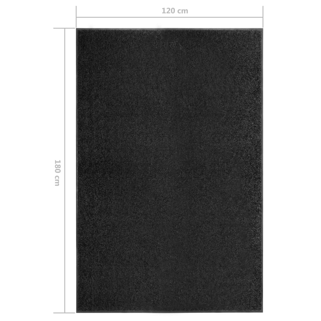 Tapete de porta lavável 120x180 cm preto