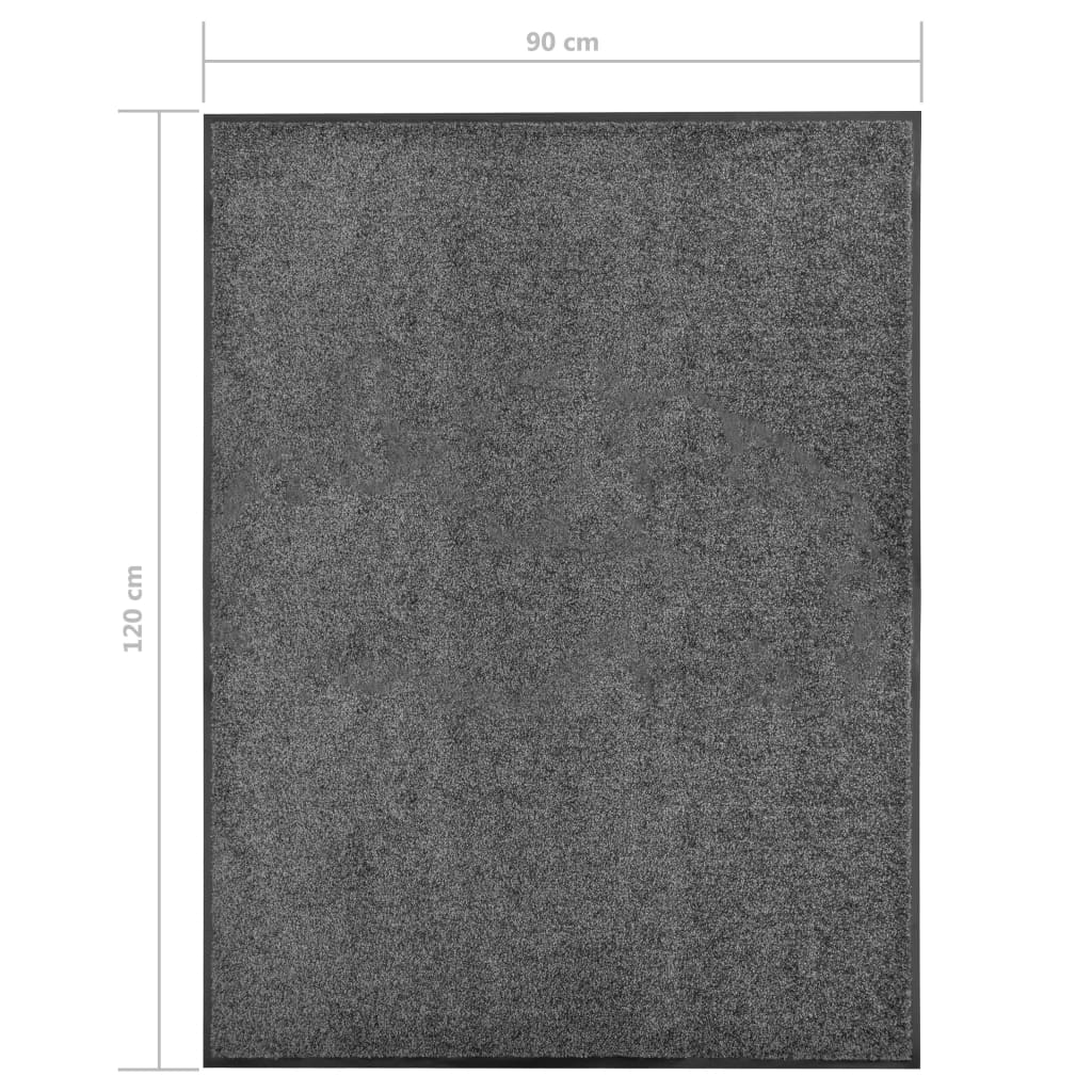 Tapete de porta lavável 90x120 cm antracite