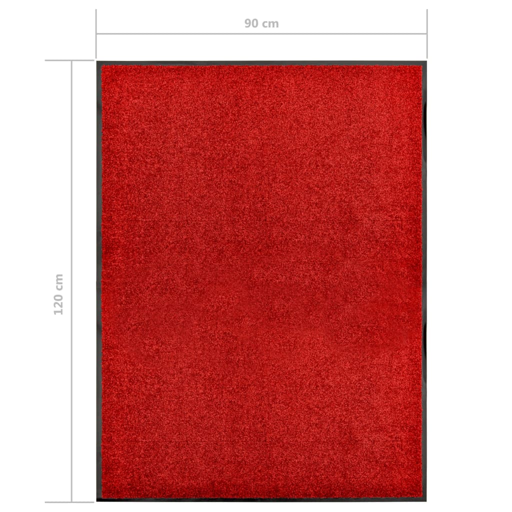 Tapete de porta lavável 90x120 cm vermelho