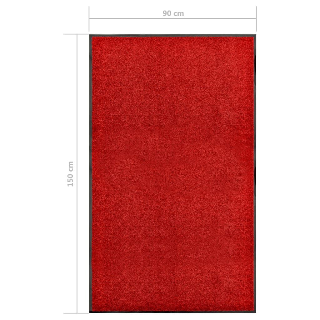 Tapete de porta lavável 90x150 cm vermelho