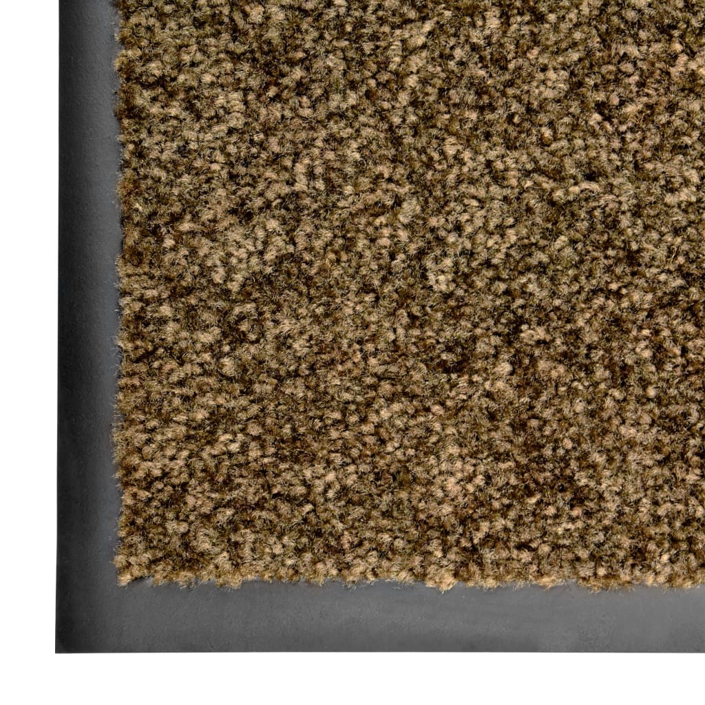 Tapete de porta lavável 60x90 cm castanho