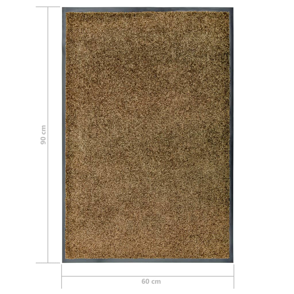 Tapete de porta lavável 60x90 cm castanho