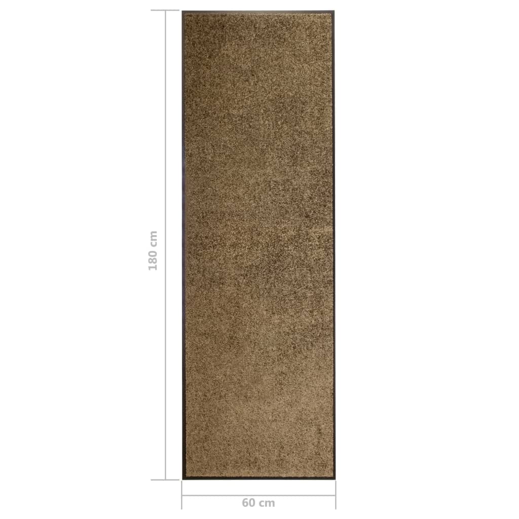Tapete de porta lavável 60x180 cm castanho