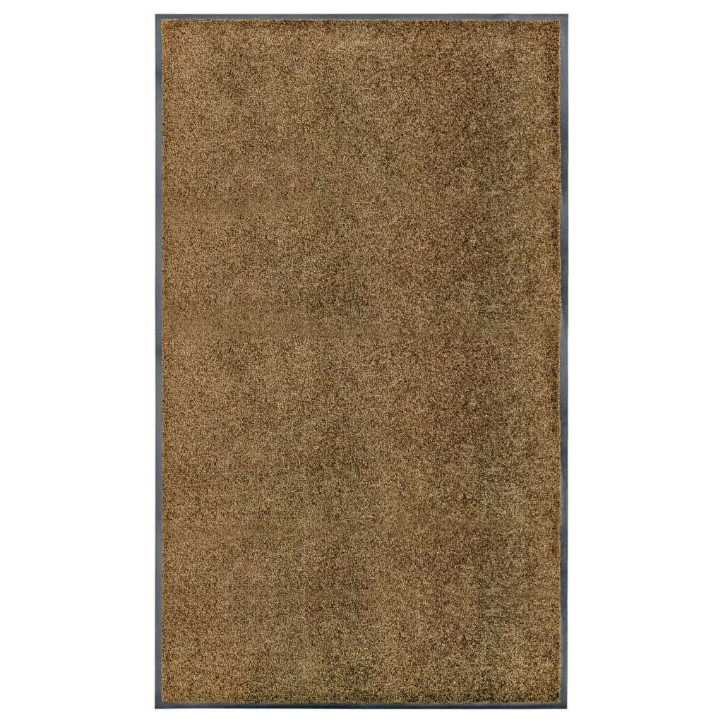 Tapete de porta lavável 90x150 cm castanho