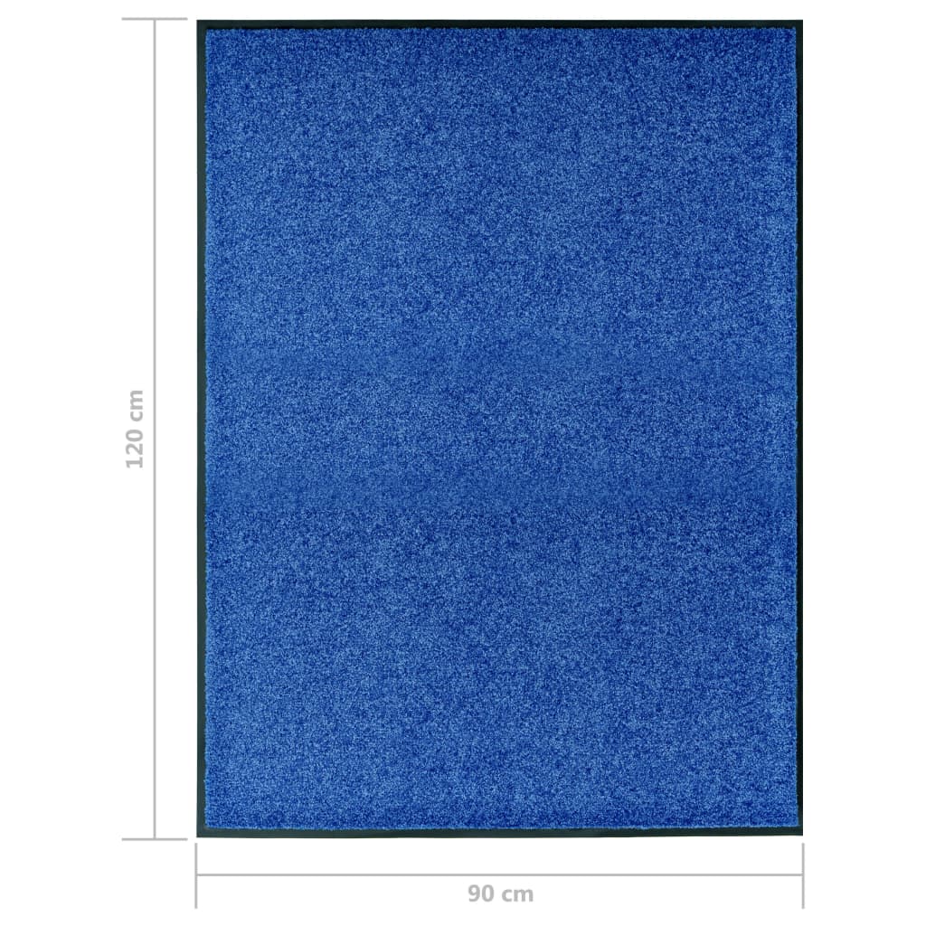 Tapete de porta lavável 90x120 cm azul