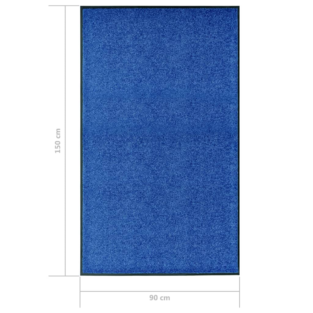 Tapete de porta lavável 90x150 cm azul