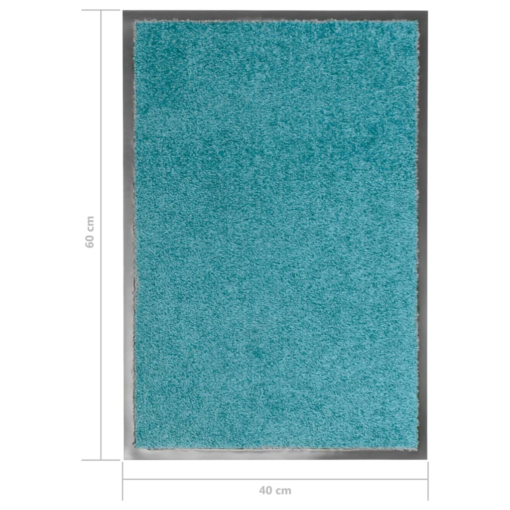 Tapete de porta lavável 40x60 cm azul ciano