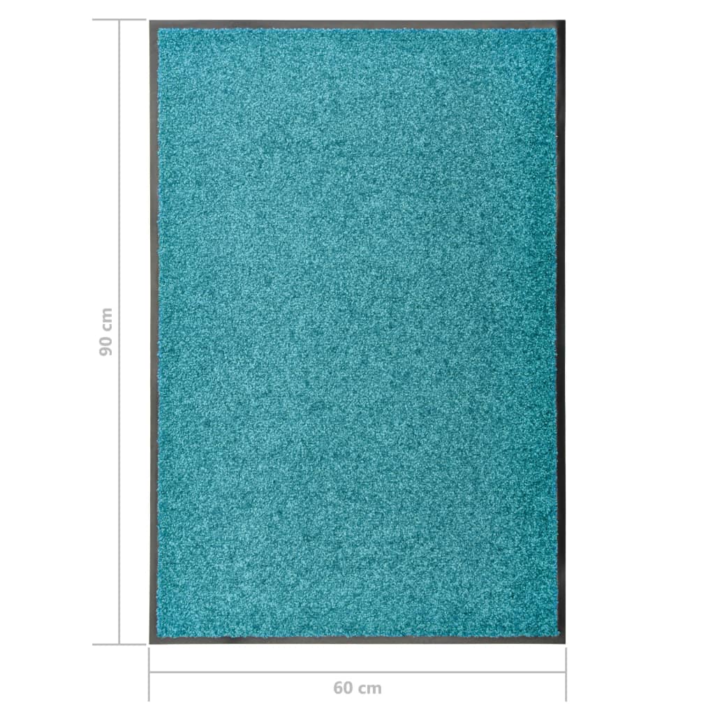 Tapete de porta lavável 60x90 cm azul ciano