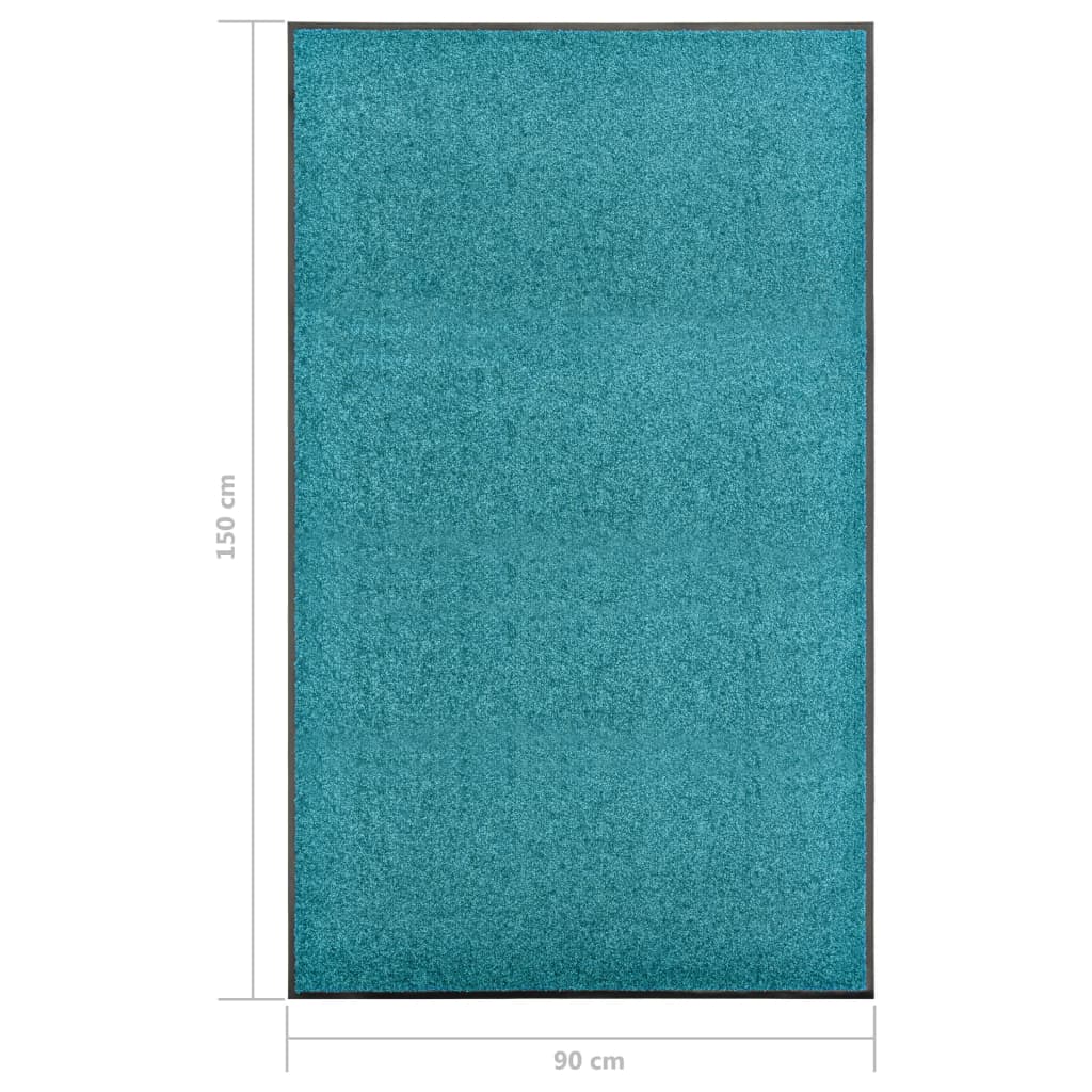 Tapete de porta lavável 90x150 cm azul ciano