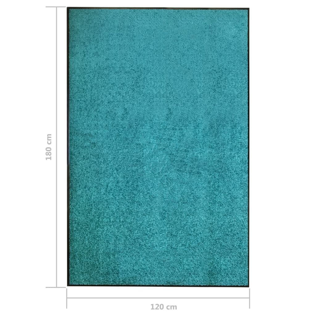 Tapete de porta lavável 120x180 cm azul ciano