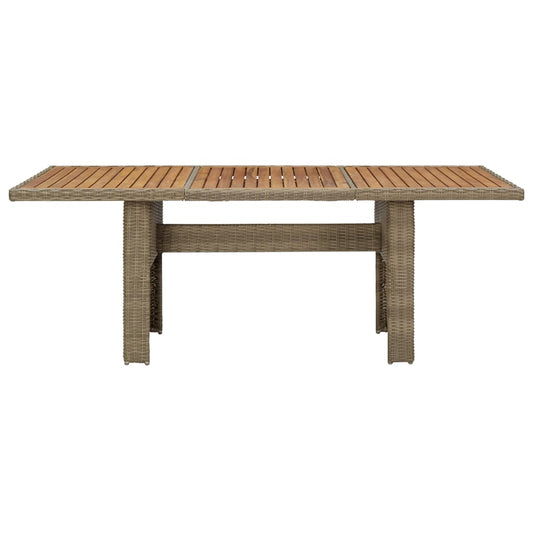 Mesa de jantar jardim 200x100x74 cm vime PE castanho