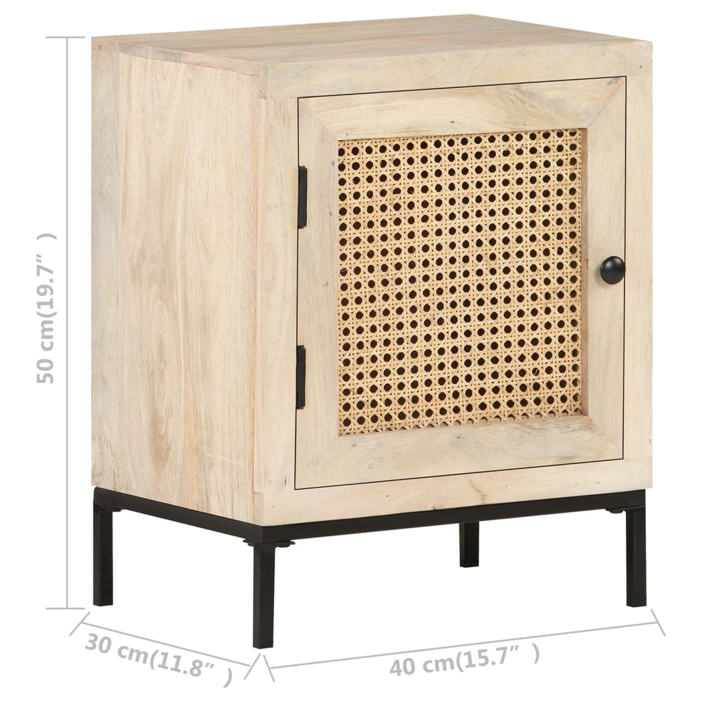 Mesa de cabeceira 40x30x50cm mangueira maciça/palhinha natural
