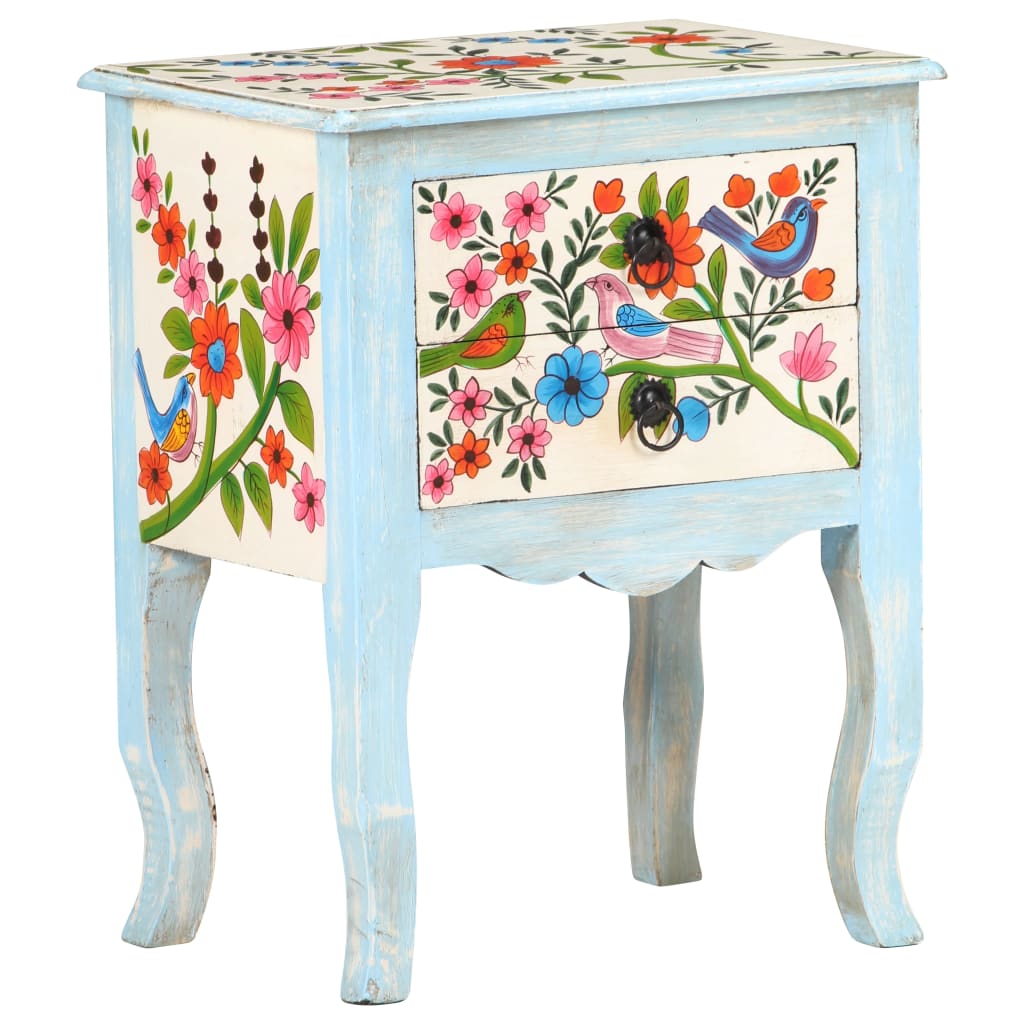Mesa de cabeceira pintada à mão 40x30x50 cm mangueira maciça
