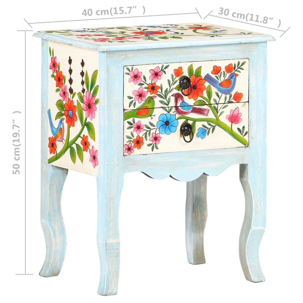 Mesa de cabeceira pintada à mão 40x30x50 cm mangueira maciça