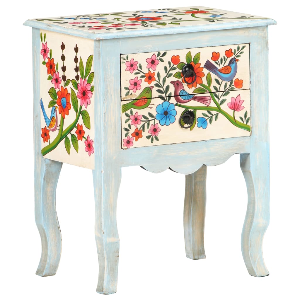 Mesa de cabeceira pintada à mão 40x30x50 cm mangueira maciça