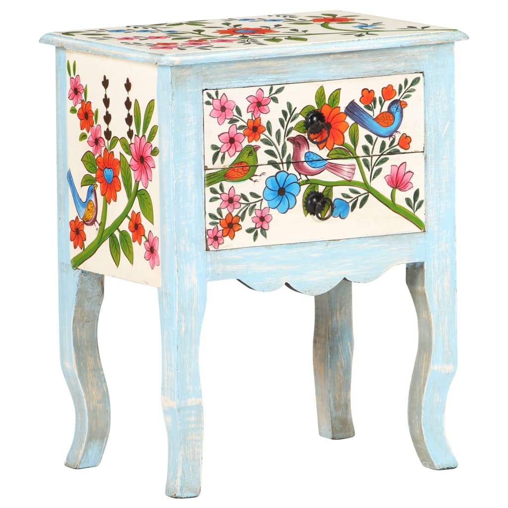 Mesa de cabeceira pintada à mão 40x30x50 cm mangueira maciça
