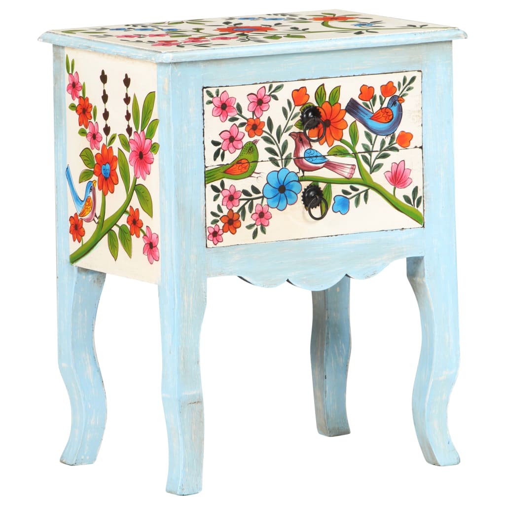 Mesa de cabeceira pintada à mão 40x30x50 cm mangueira maciça