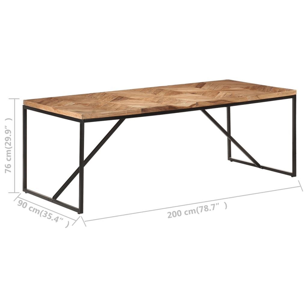 Mesa de jantar 200x90x76 cm madeira acácia maciça e mangueira