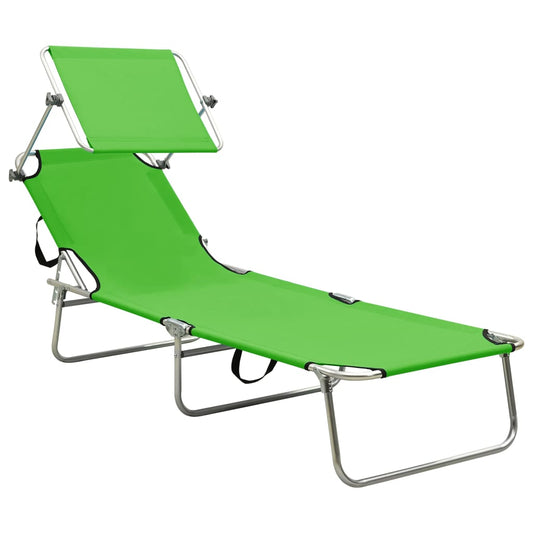 Espreguiçadeira com toldo aço verde-maçã