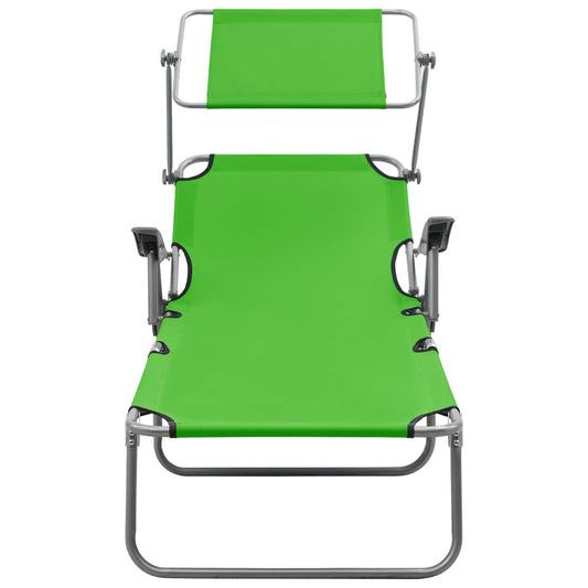 Espreguiçadeira com toldo aço verde