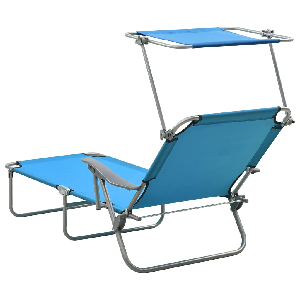 Espreguiçadeira com toldo aço azul