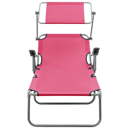 Espreguiçadeira com toldo aço rosa