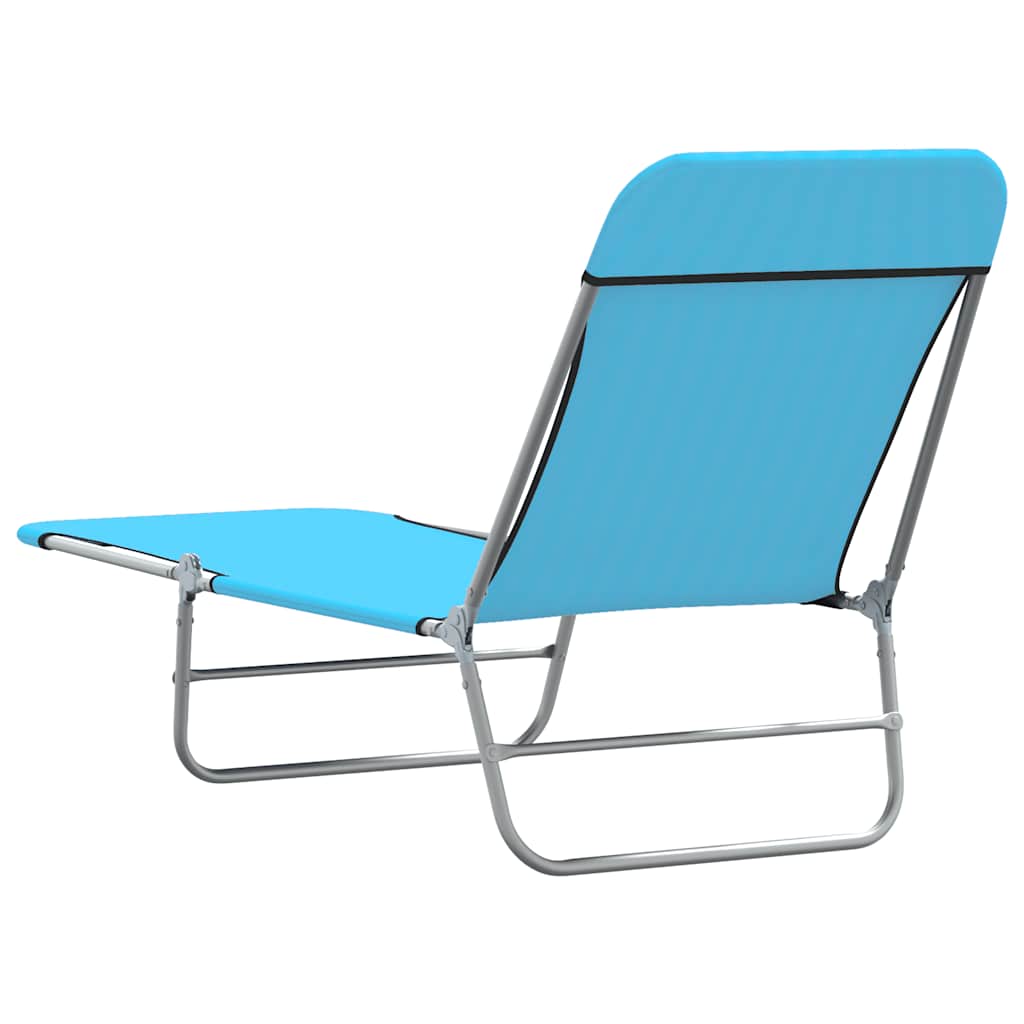 Espreguiçadeiras dobráveis 2 pcs aço e tecido azul
