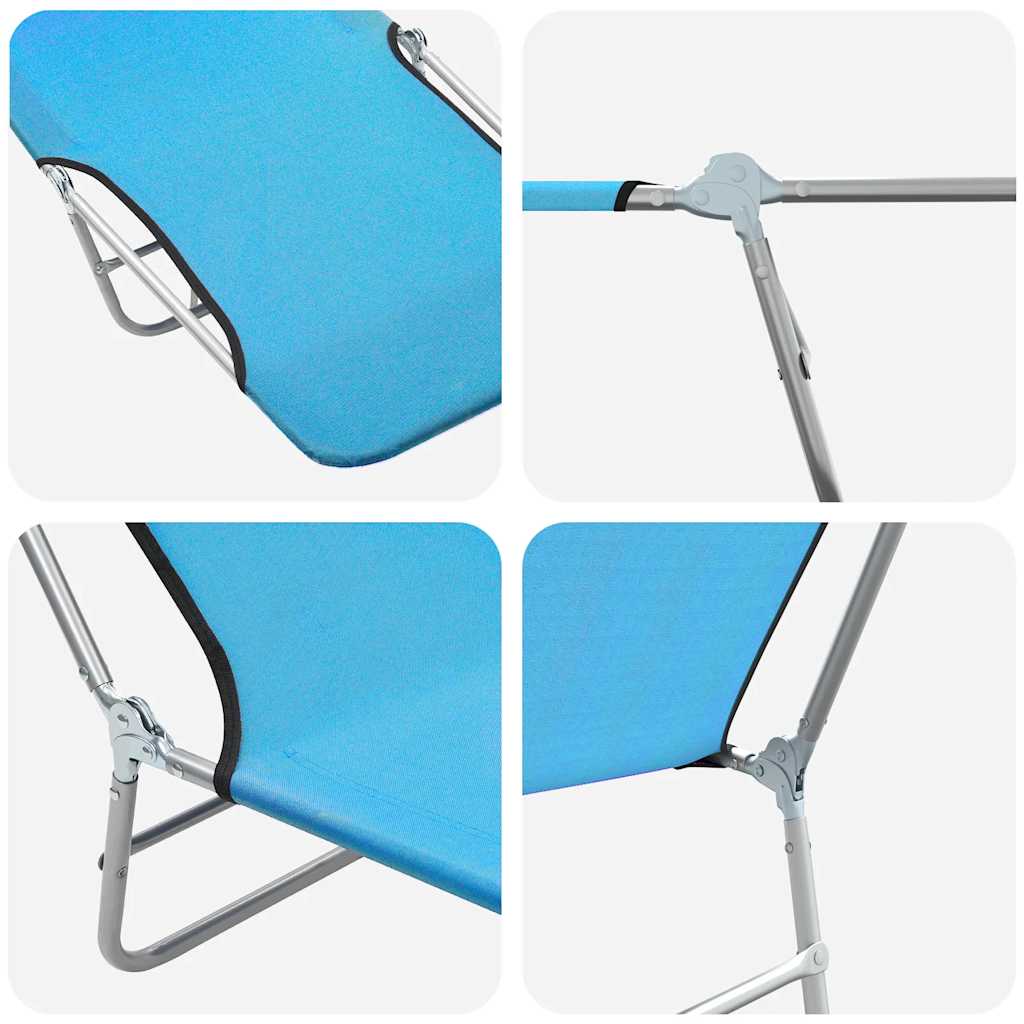 Espreguiçadeiras dobráveis 2 pcs aço e tecido azul