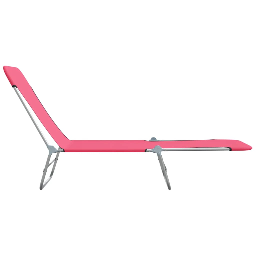 Espreguiçadeiras dobráveis 2 pcs aço e tecido rosa