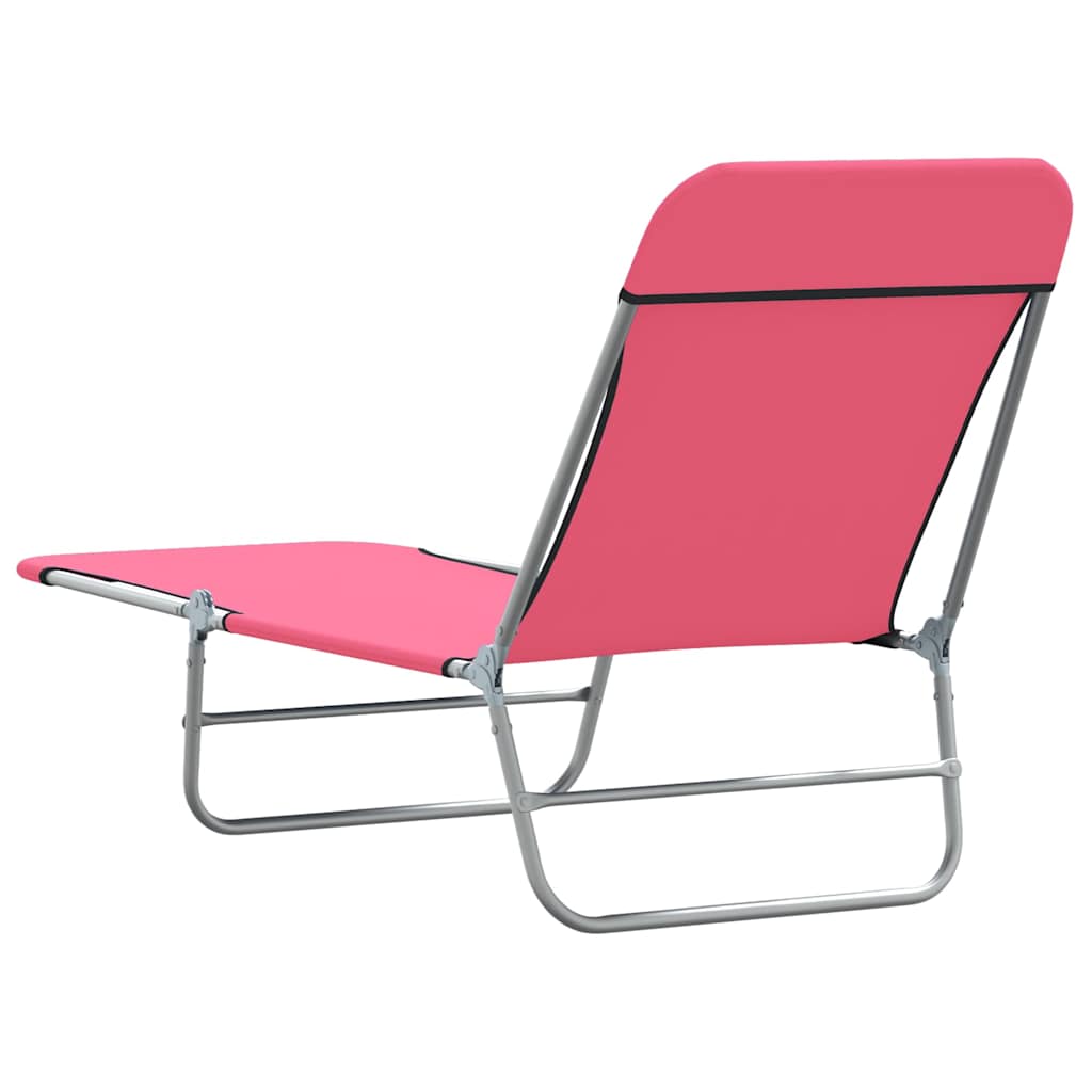 Espreguiçadeiras dobráveis 2 pcs aço e tecido rosa