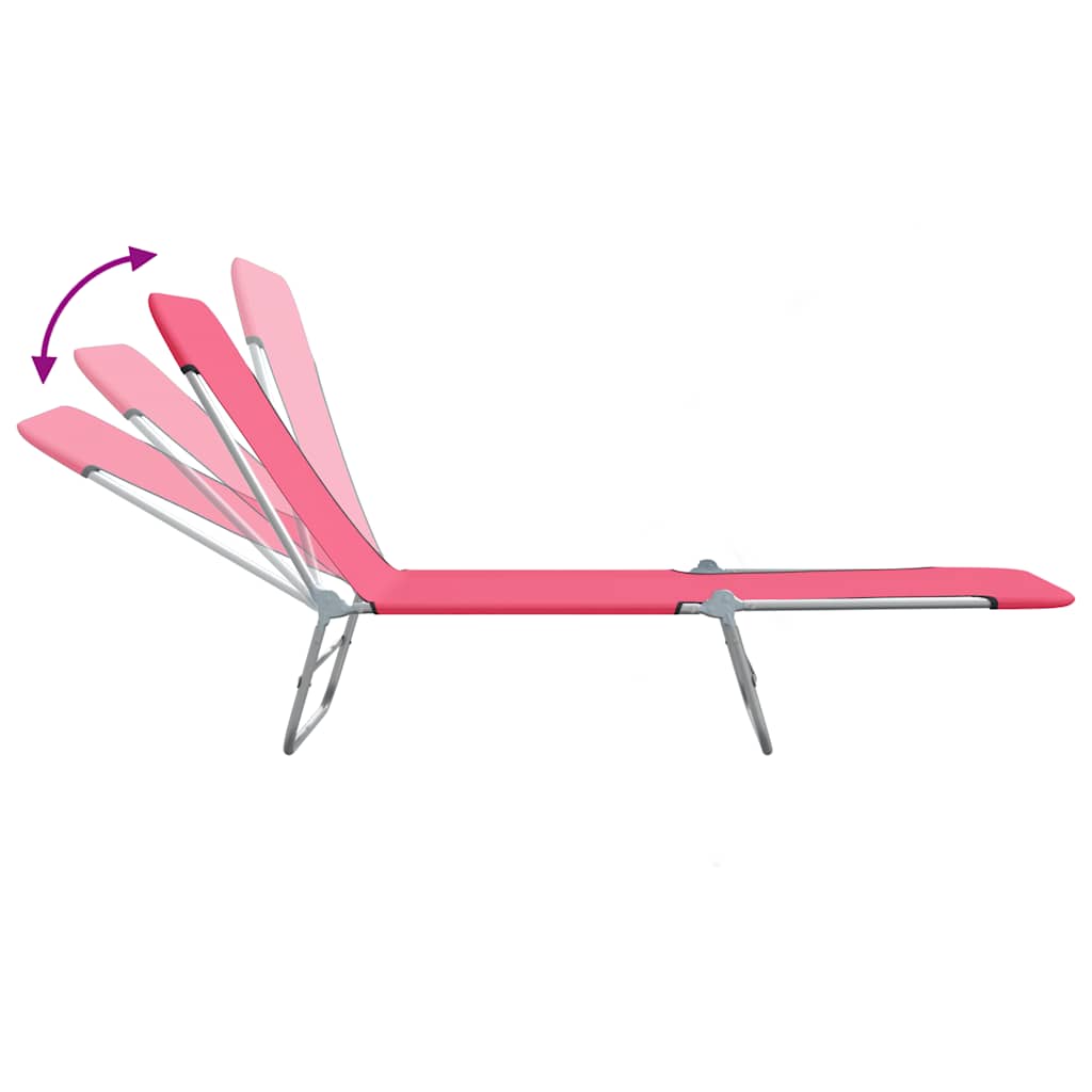 Espreguiçadeiras dobráveis 2 pcs aço e tecido rosa
