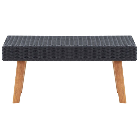 Mesa de centro para jardim vime PE preto