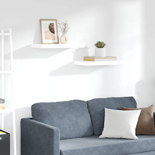 Prateleiras de parede suspensas 2 pcs 50x23x3,8cm MDF branco