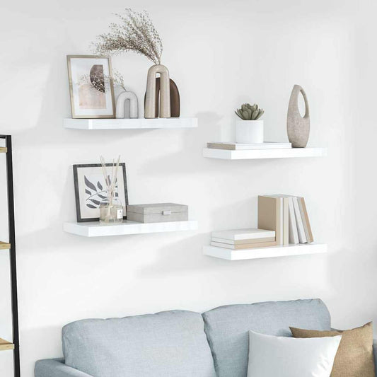Prateleiras de parede suspensas 4 pcs 50x23x3,8cm MDF branco