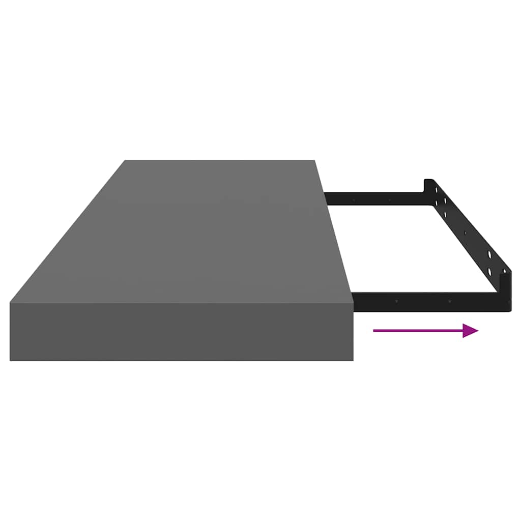 Prateleiras de parede suspensas 2 pcs 80x23,5x3,8cm MDF cinza