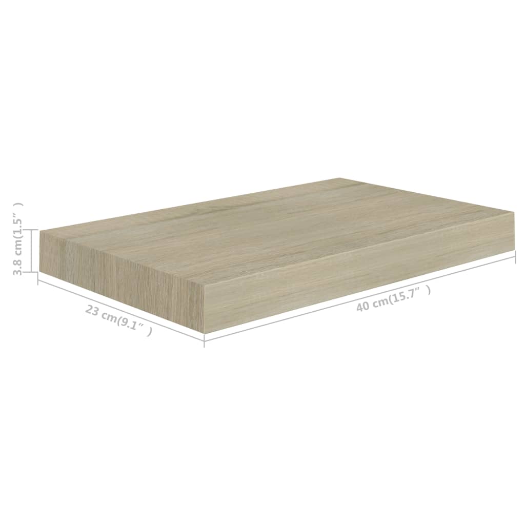 Prateleiras parede suspensas 4 pcs 40x23x3,8cm MDF cor carvalho