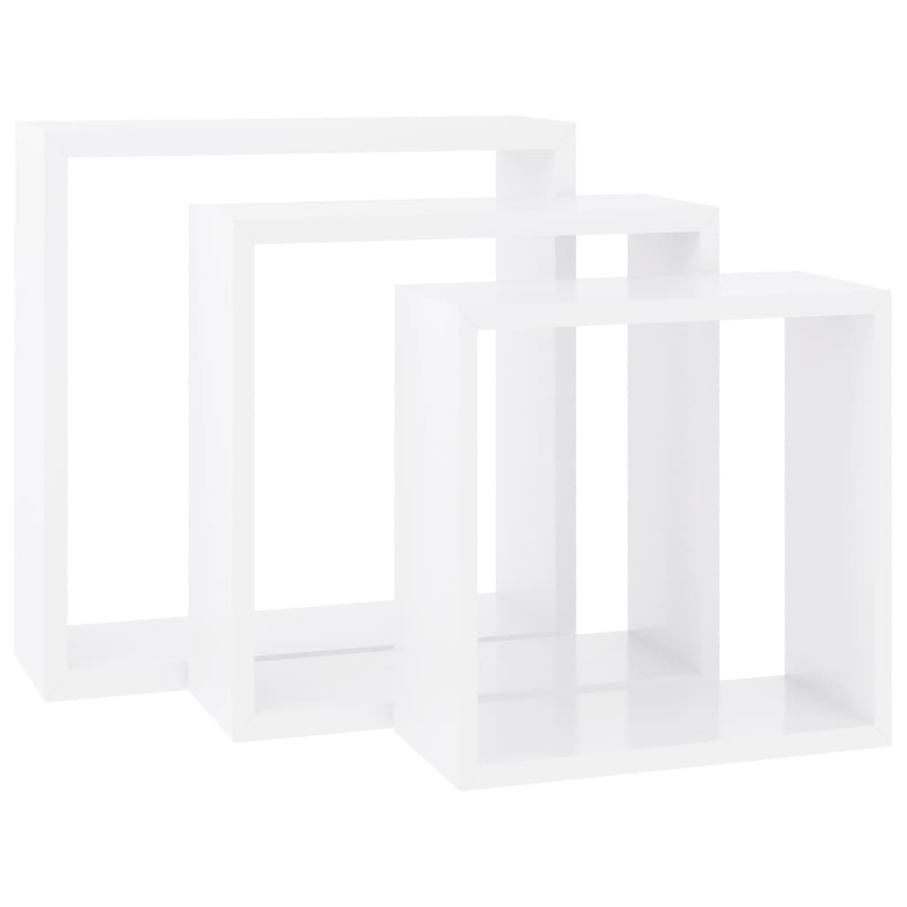 Prateleiras de parede em forma de cubo 3 pcs MDF branco