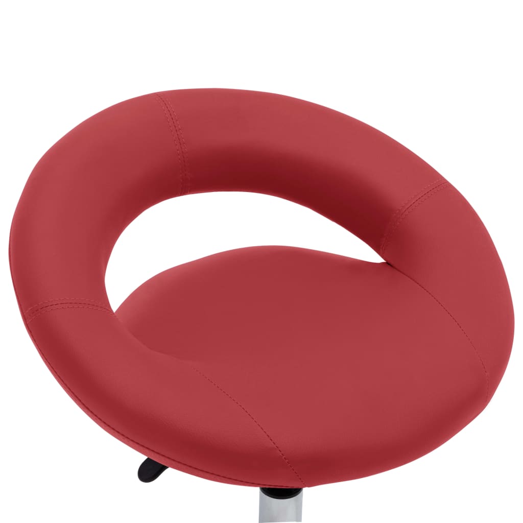 Cadeira de trabalho com rodas couro artificial vermelho tinto