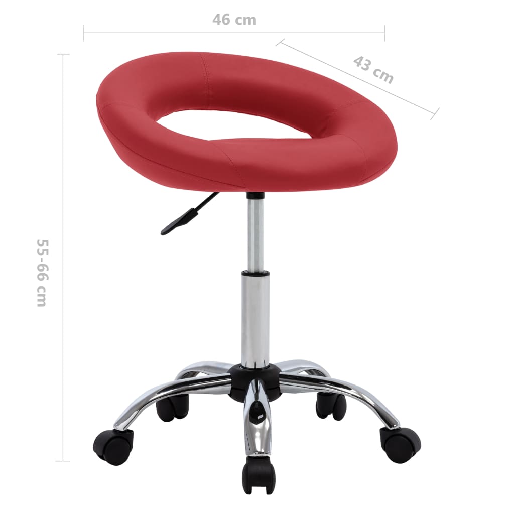 Cadeira de trabalho com rodas couro artificial vermelho tinto