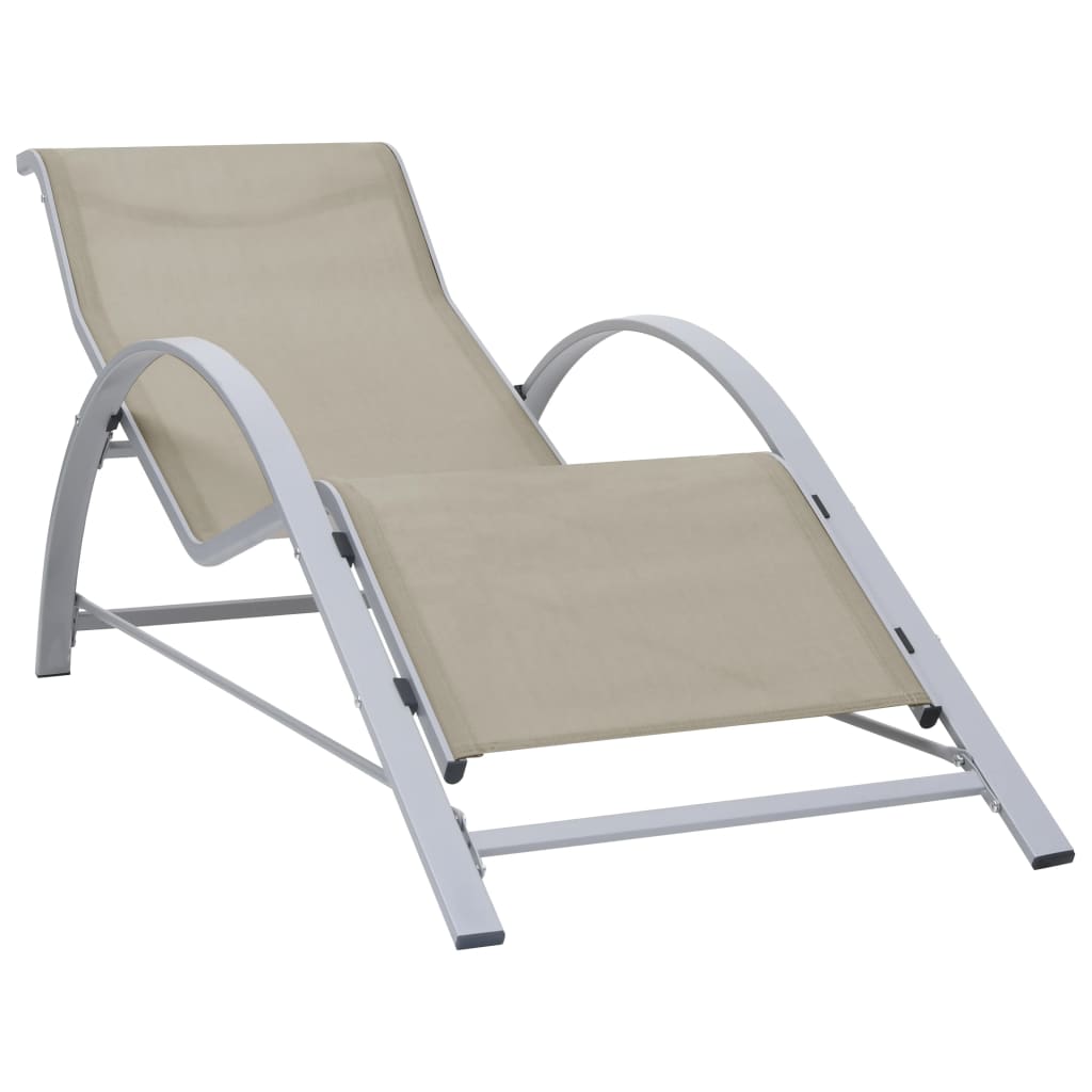 Espreguiçadeiras com mesa 2 pcs alumínio cor creme