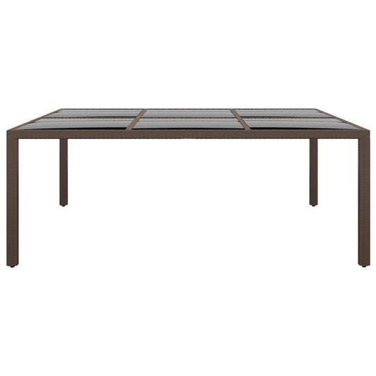 Mesa de jardim c/ tampo de vidro 200x150x75 cm vime castanho