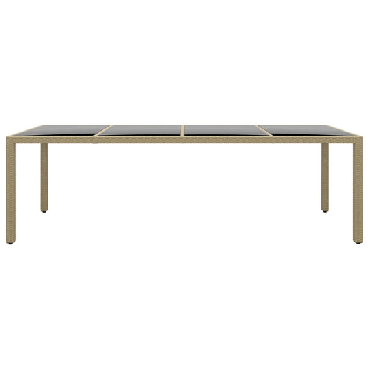 Mesa de jardim com tampo de vidro vime PE bege