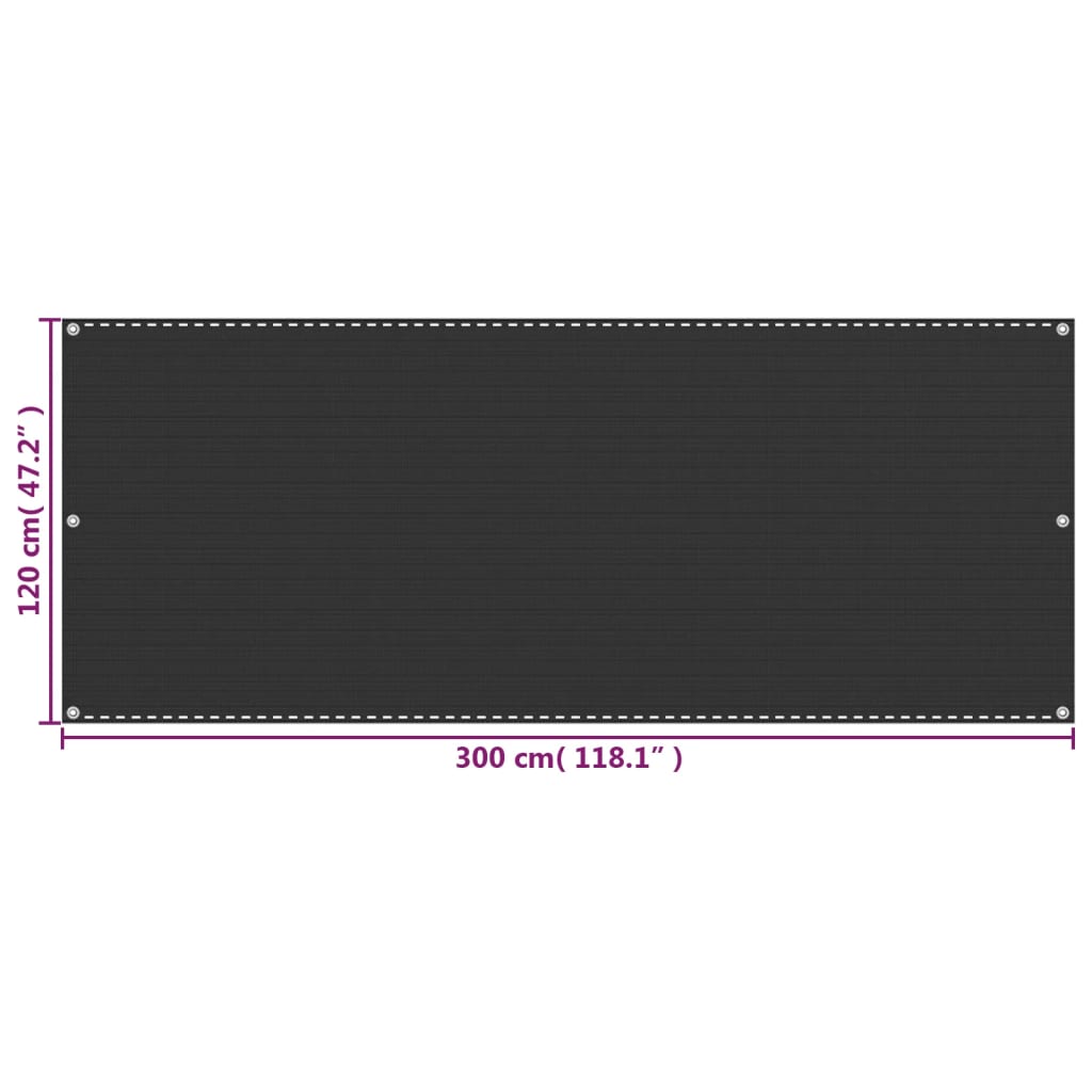 Tela de varanda 120x300 cm PEAD antracite