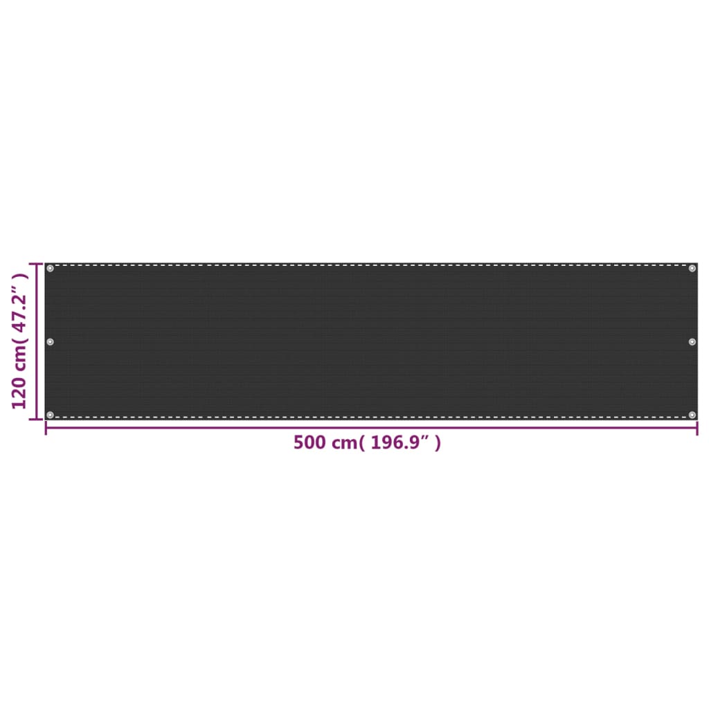 Tela de varanda PEAD 120x500 cm antracite