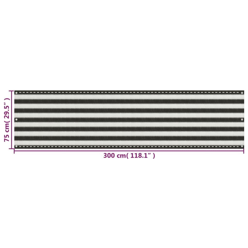Tela varanda PEAD 75x300 cm antracite e branco