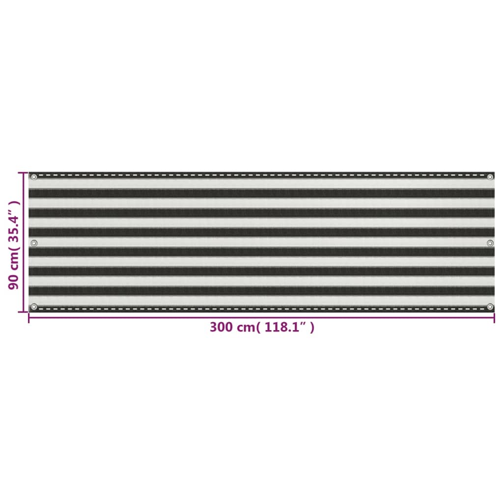 Tela varanda PEAD 90x300 cm antracite e branco